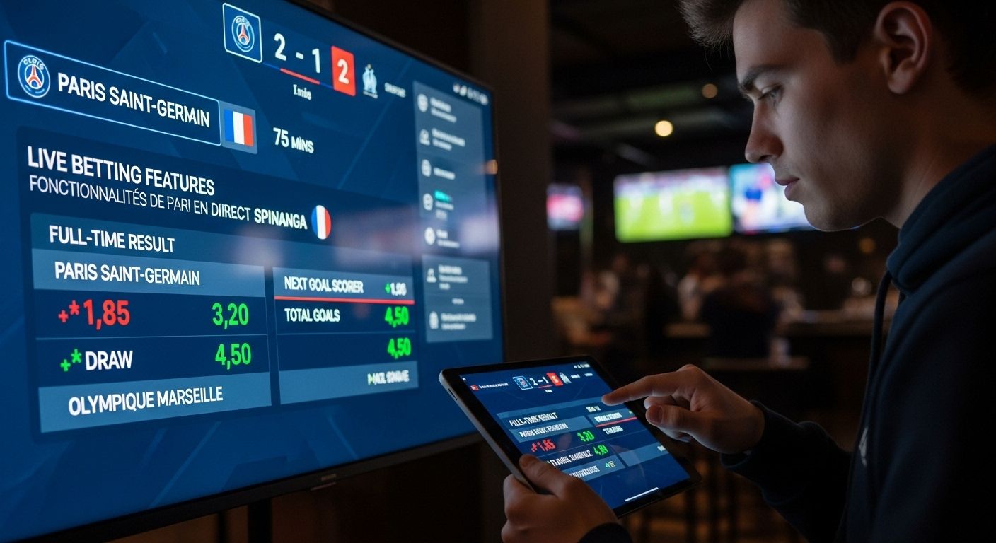 Fonctionnalités de paris en direct bet types